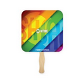 Square Shape Full Color Single Paper Hand Fan Lightweight